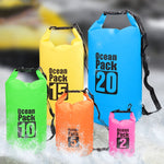 Outdoor Waterproof Double Shoulder Bag Dry Sack PVC Barrel Bag, Capacity: 20L, Capacity: 20L (Sky Blue), Capacity: 20L (Yellow), Capacity: 20L (Black), Capacity: 20L (Dark Blue), Capacity: 20L (Orange), Capacity: 20L (Pink), Capacity: 20L (Green)