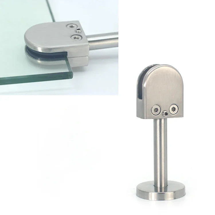 201 Stainless Steel Glass Fish Mouth Support Rod Fixing Clip with 14x80mm Rod, Specification: M, M, with 14x80mm Rod