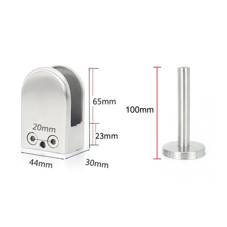 304 Stainless Steel Glass Fish Mouth Support Rod Fixing Clip with 14x100mm Rod, Specification: XL, XL, with 14x100mm Rod