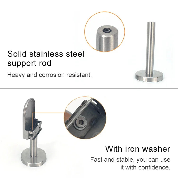 304 Stainless Steel Glass Fish Mouth Support Rod Fixing Clip with 14x80mm Rod, Specification: S, S, with 14x80mm Rod