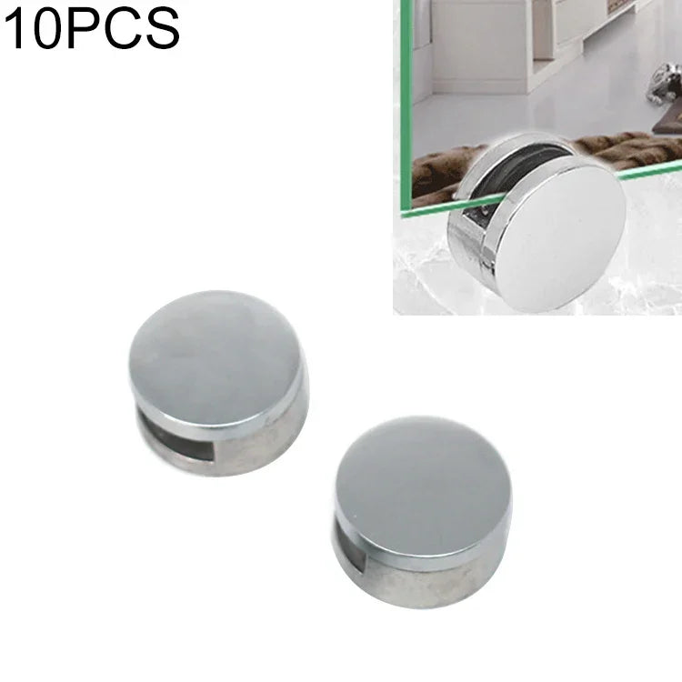 10 PCS Circular Glass Mirror Holder Buckle Fixing Accessories with Screw & Rubber Plug, Circular, with Screw & Rubber Plug