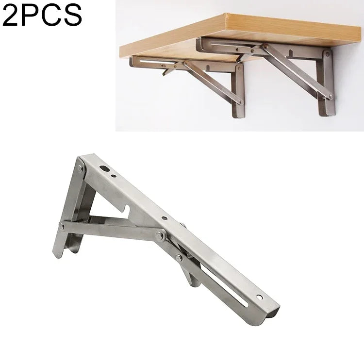 2 PCS 10 inch Billy Wall-mounted Foldable Stainless Steel Spring Storage Shelf for Dining Table, 10 inch