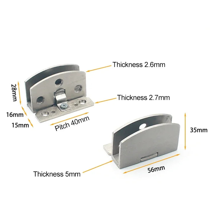 Open Hole Free Brushed Surface Glass Hinge, Size: L, 8-10mm, L