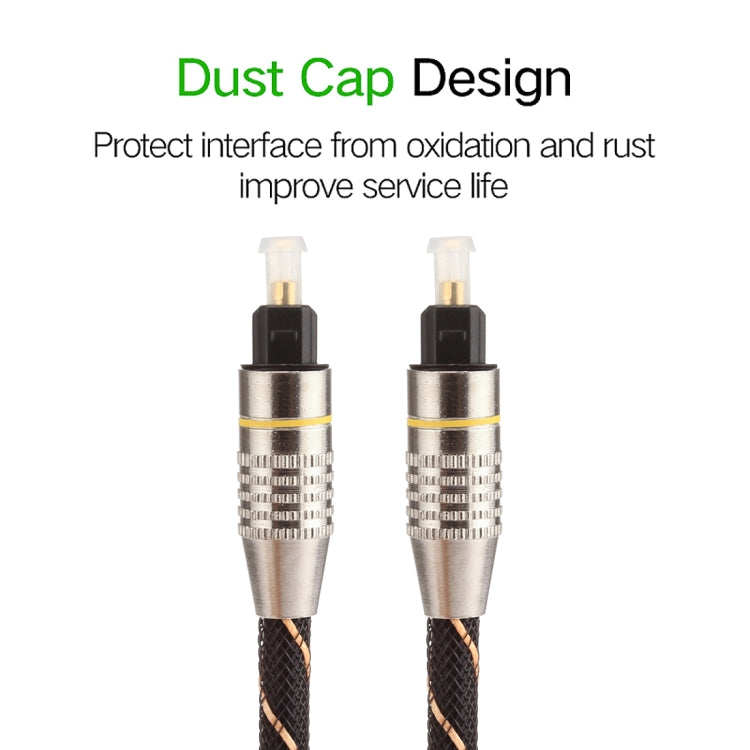 1m OD6.0mm Gold Plated Metal Head Woven Net Line Toslink Male to Male Digital Optical Audio Cable, Length: 1m