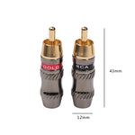REXLIS TR026 2 PCS RCA Male Plug Audio Jack Gold Plated Adapter for DIY Audio Cable & Video cable, RCA Male