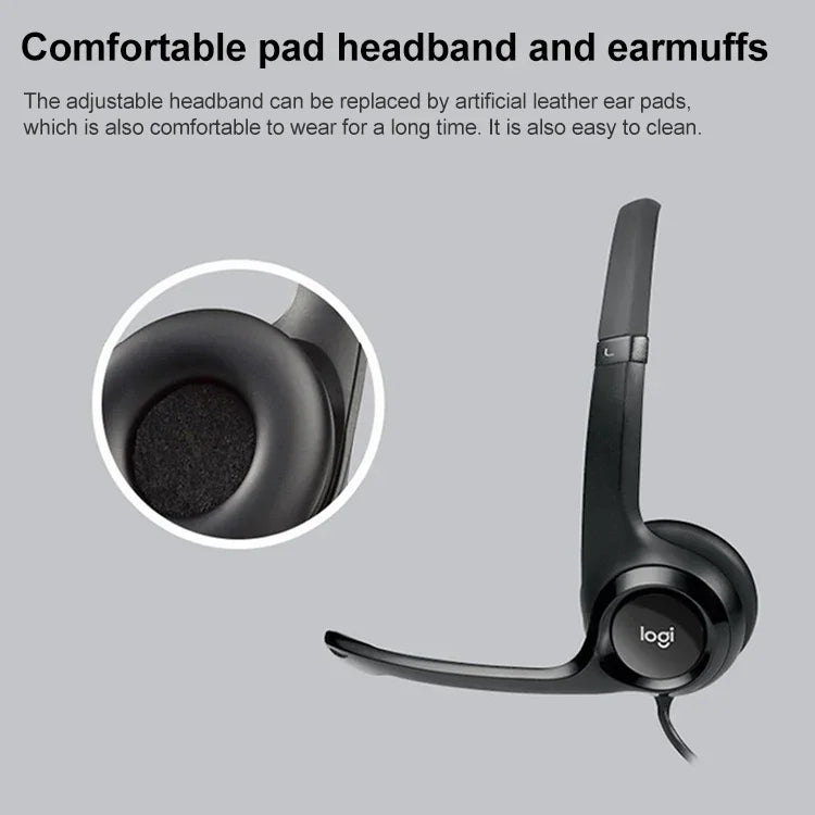 Logitech H390 USB Wired Headset Stereo Headphones with Noise-Cancelling Microphone