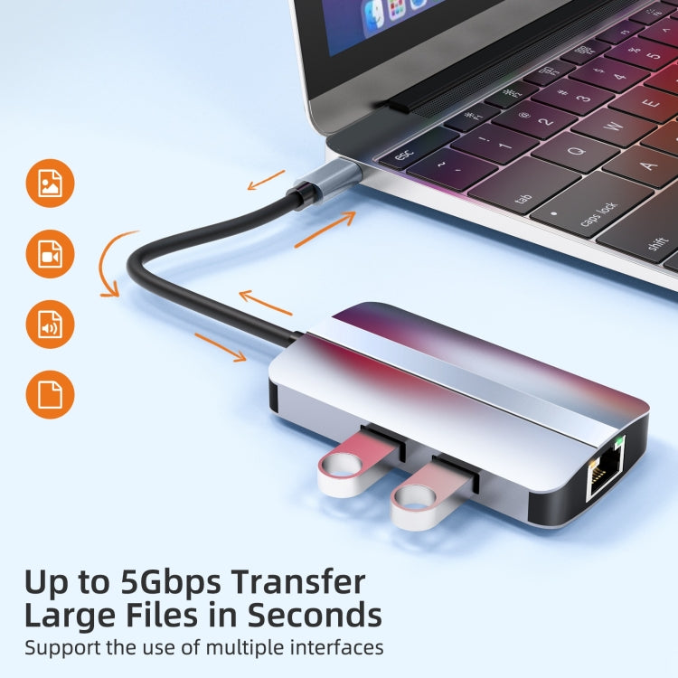 BYL-2203 6 in 1 USB-C / Type-C to USB Multifunctional Docking Station HUB Adapter, BYL-2203
