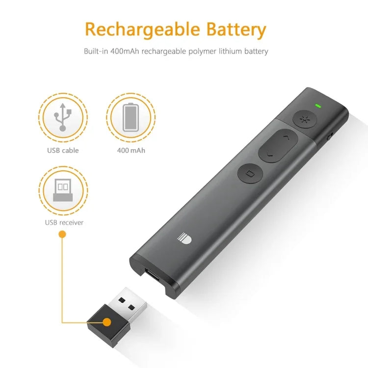 DOOSL DSIT036 Red Laser Pointer 2.4GHz Wireless Presenter PowerPoint Clicker, Red Laser