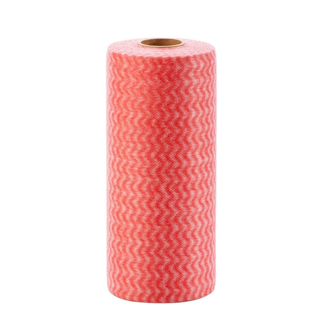 50 Sheets Non-Woven Disposable Washing Towels Dishcloth, Red, Orange, Blue