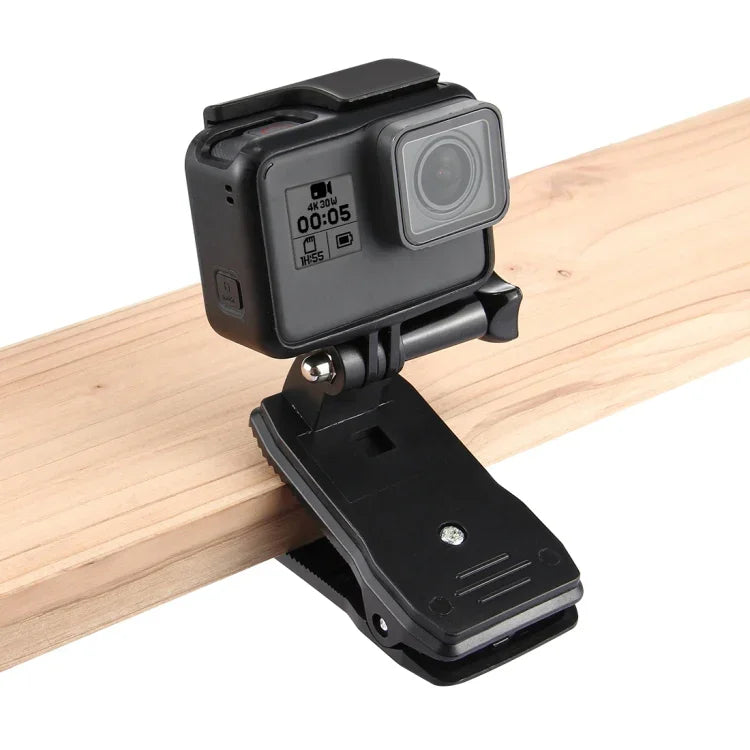 PULUZ 360 Degree Rotating Backpack Hat Rec-mounts Quick Release Clamp Mount for GoPro, Insta360, DJI and Other Action Cameras, Hat Rec-mount