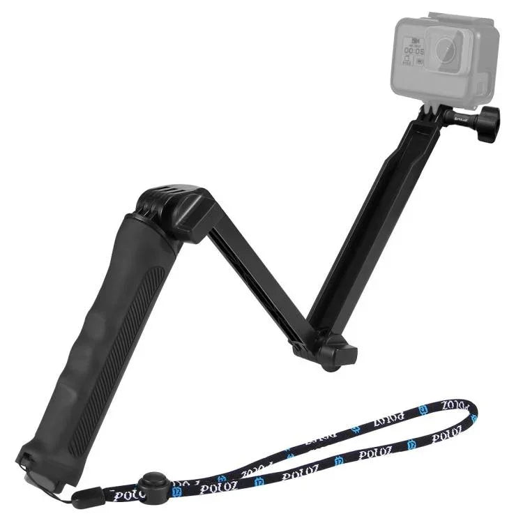 PULUZ 3-Way Grip Foldable Tripod Selfie-stick Extension Monopod for DJI, Insta360, GoPro and Other Action Cameras, Length: 20-58cm, Length: 20-58cm