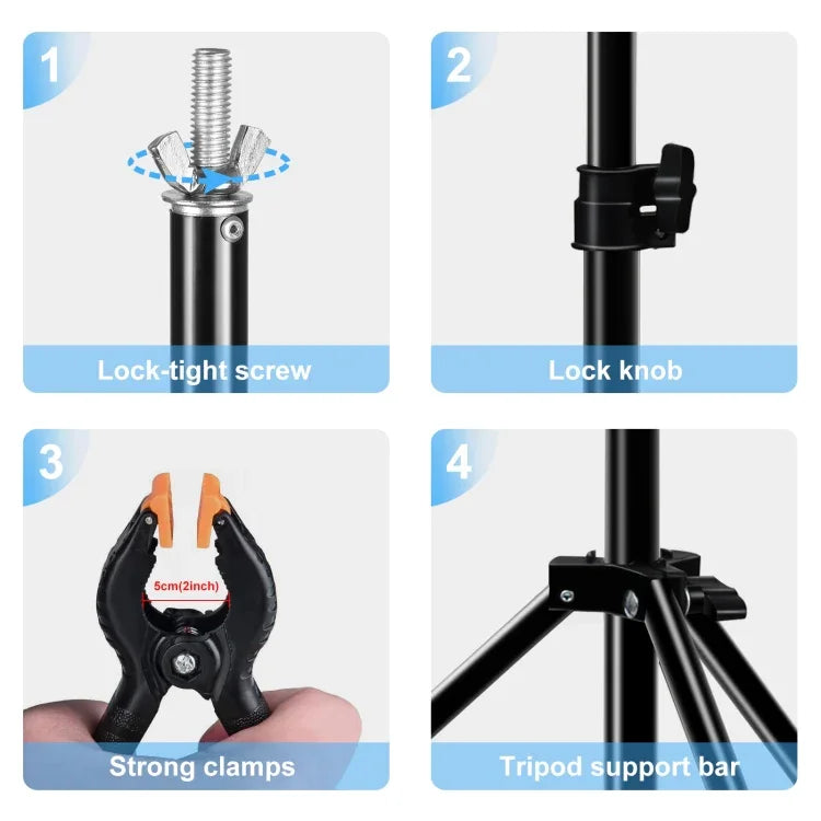 2 x 2m Photo Studio Background Support Stand Backdrop Crossbar Bracket, 2 x 2m