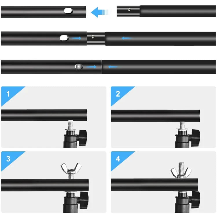 2 x 2m Photo Studio Background Support Stand Backdrop Crossbar Bracket, 2 x 2m