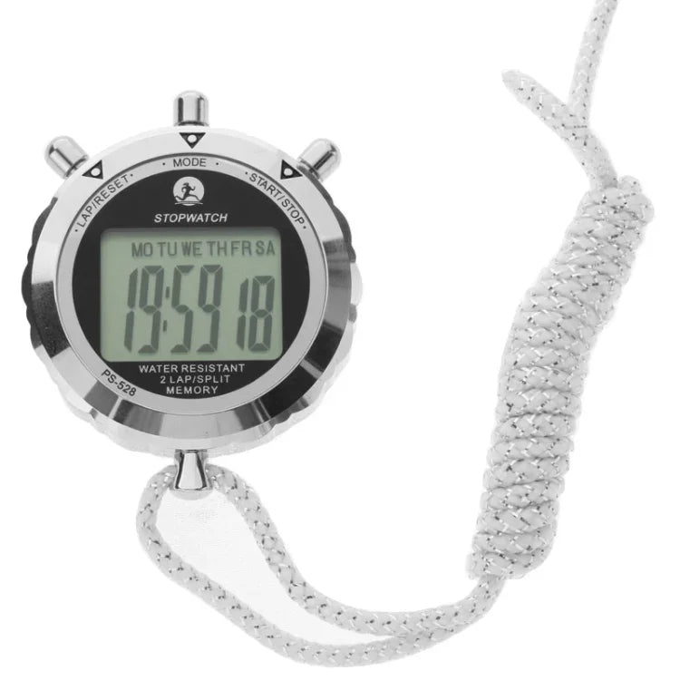 PS528 Metal Stopwatch Professional Chronograph Handheld Digital LCD Sports Counter Timer with Strap, PS528