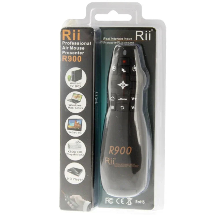 2.4G Wireless Presenter Laser Pointer Fly Mouse Rii Professional Air Mouse R900 for HTPC / Android TV BOX / PS3 / XBOX360 / Tablet PC (K14 R900), K14 R900