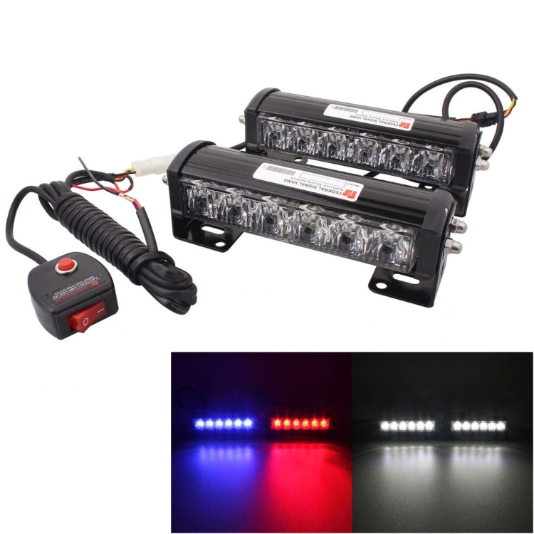 2 PCS  6 inch 6 LED 2 x 18W Car Flash Warning Light Red + Blue Change White Waterproof Emergency Light, DC 12V, Light Red + Blue Change White