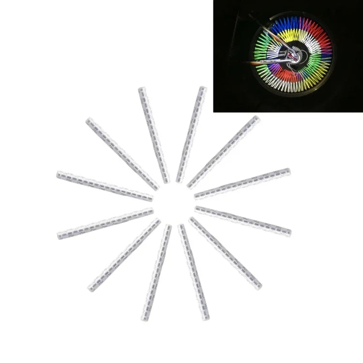 OQSPORT 12 PCS Bicycle Wheel Spoke Reflector Reflective Mount Clip Tube Warning Light Strip