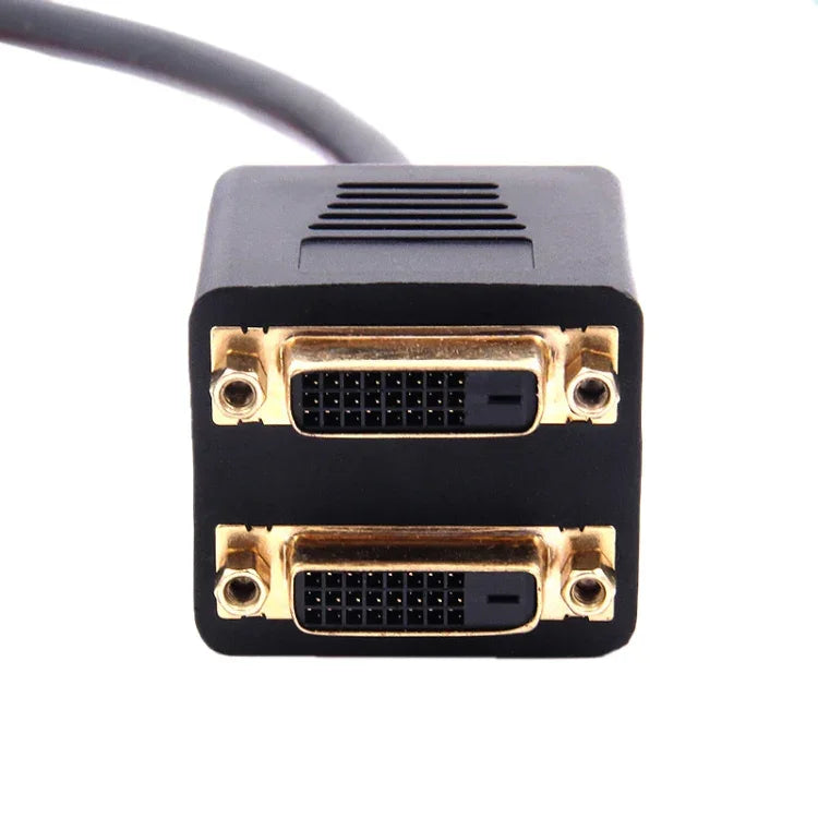 24+1 DVI Male to 2 DVI Female Cable Adapter, Length: 30cm, 2 DVI 24+1 Pin Female