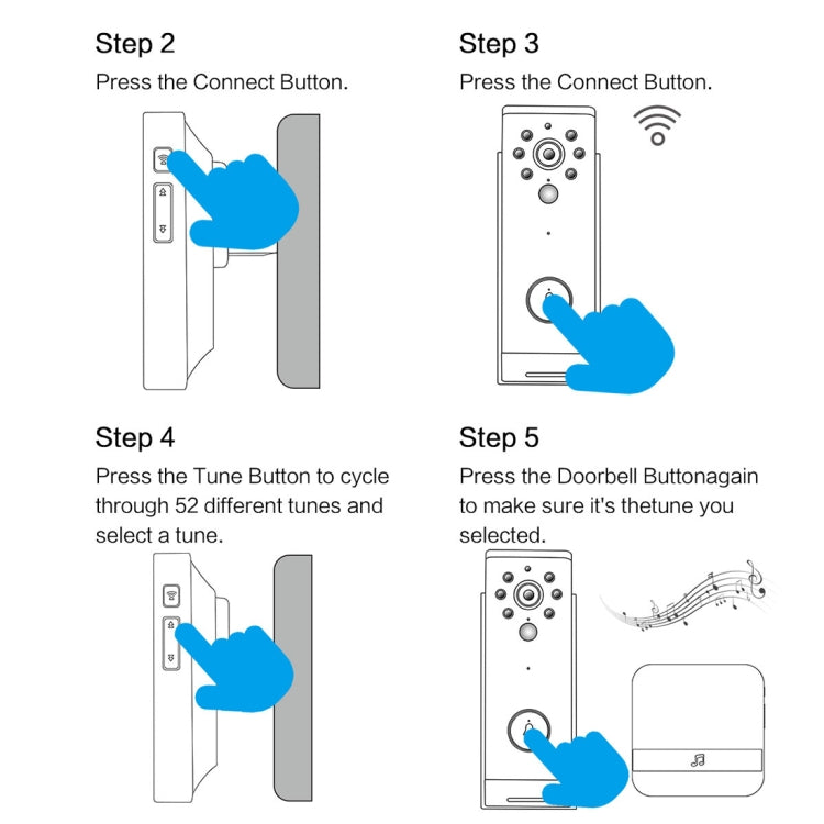 B10 52 Chimes 110dB Doorbell Receiver Low Power Consumption Home Door Tools, US Plug, AC 90-260V, B10 White US Plug, B10 Black US Plug