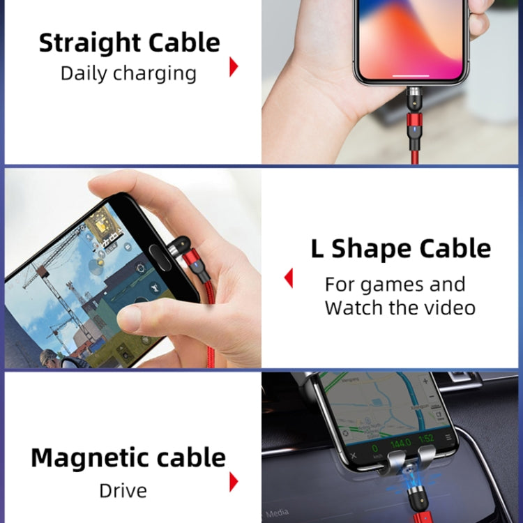 1m 2A Output USB to USB-C / Type-C Nylon Braided Rotate Magnetic Charging Cable, 1m Type-C