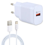 LZ-728 2 in 1 18W QC 3.0 USB Interface Travel Charger + USB to USB-C / Type-C Data Cable Set, EU Plug, Cable Length: 1m, with USB-C / Type-C Cable