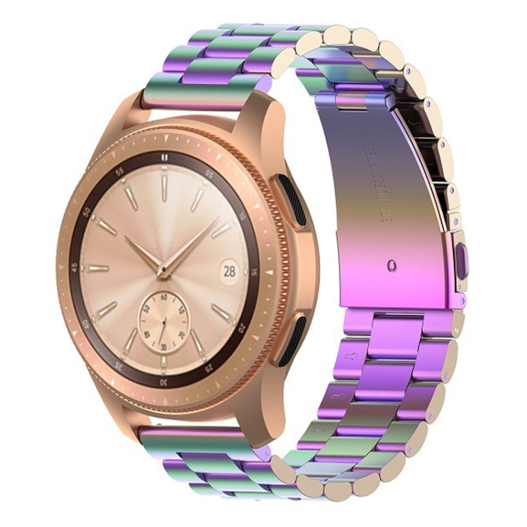 For Huawei GT2/GT/Samsung Galaxy Watch 46mm R800/Samsung Gear S3 Universal Three Beads Stainless Steel Watch Wrist Strap 22mm, Black, Gold, Rose Gold, Colourful, Silver