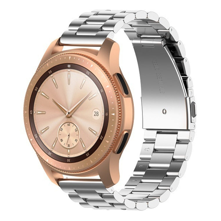For Huawei GT2/GT/Samsung Galaxy Watch 46mm R800/Samsung Gear S3 Universal Three Beads Stainless Steel Watch Wrist Strap 22mm, Black, Gold, Rose Gold, Colourful, Silver
