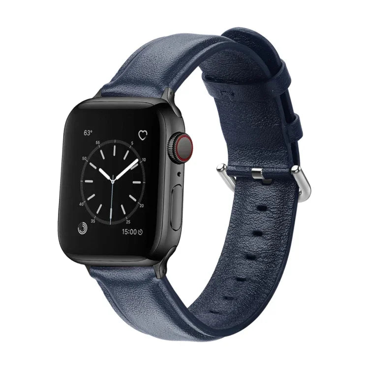 For Apple Watch Series 5 & 4 44mm 3 & 2 & 1 42mm Round Hole Leather Strap