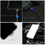 2 in 1 USB to 8 Pin + Micro USB Magnetic Metal Interface Nylon Braided Charging Cable, Length: 1m, 1m