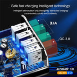 2 in 1 1m USB to Micro USB Data Cable + 30W QC 3.0 4 USB Interfaces Mobile Phone Tablet PC Universal Quick Charger Travel Charger Set, EU Plug, Micro USB Set EU Plug