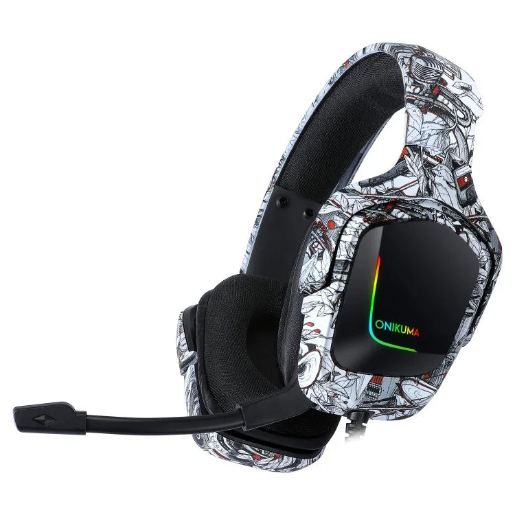 ONIKUMA K20 PS4 Surround Sound Bass PC Gamer Headphone with Microphone, RGB Light