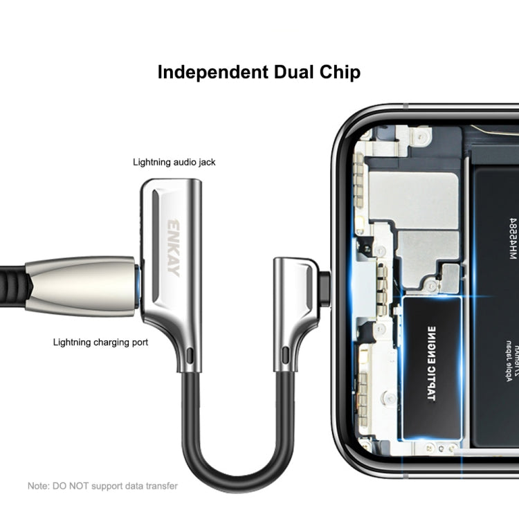 ENKAY ENK-AT102 8 Pin to 8 Pin Charging + 8 Pin Audio Interfaces Charging and Listening to Songs Zinc Alloy Adapter Converter, 8 Pin Charging + 8 Pin Audio