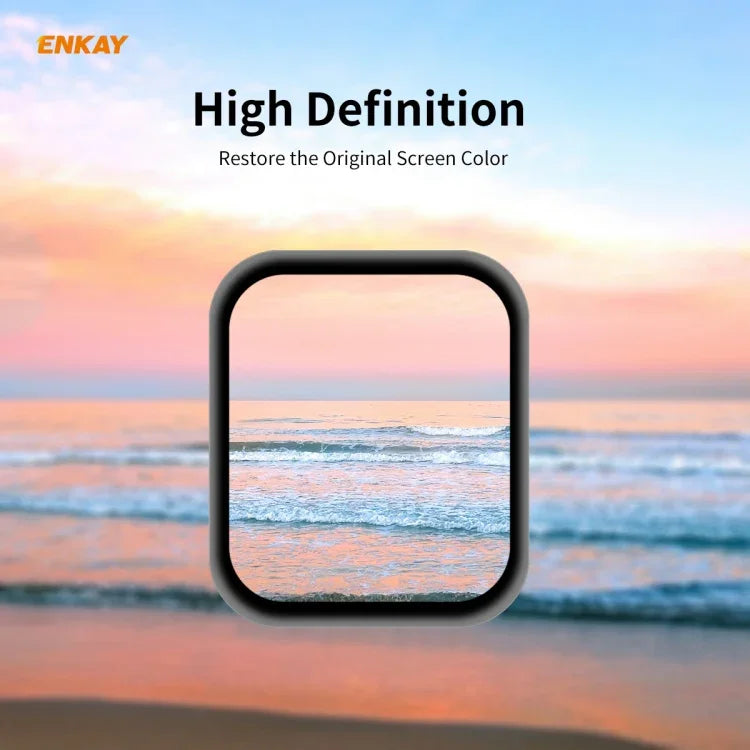 2 PCS ENKAY Hat-Prince 0.2mm 9H Surface Hardness 3D Explosion-proof Aluminum Alloy Edge Full Screen Tempered Glass Screen Film, For Apple Watch 6/5/4/SE 40mm