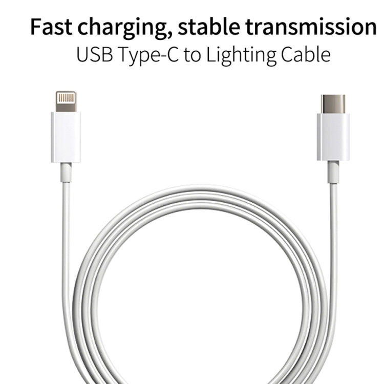 2 in 1 PD 20W Single USB-C / Type-C Port Travel Charger + 3A PD3.0 USB-C / Type-C to 8 Pin Fast Charge Data Cable Set, Cable Length: 1m, US Plug, 20W 1m