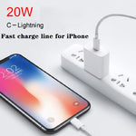 2 in 1 PD 20W Single USB-C / Type-C Port Travel Charger + 3A PD3.0 USB-C / Type-C to 8 Pin Fast Charge Data Cable Set, Cable Length: 1m, US Plug, 20W 1m