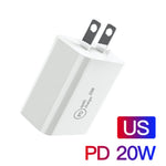 SDC-20W 2 in 1 PD 20W USB-C / Type-C Travel Charger + 3A PD3.0 USB-C / Type-C to 8 Pin Fast Charge Data Cable Set, Cable Length: 1m,, US Plug, EU Plug, UK Plug