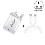 SDC-20W 2 in 1 PD 20W USB-C / Type-C Travel Charger + 3A PD3.0 USB-C / Type-C to 8 Pin Fast Charge Data Cable Set, Cable Length: 1m,, US Plug, EU Plug, UK Plug
