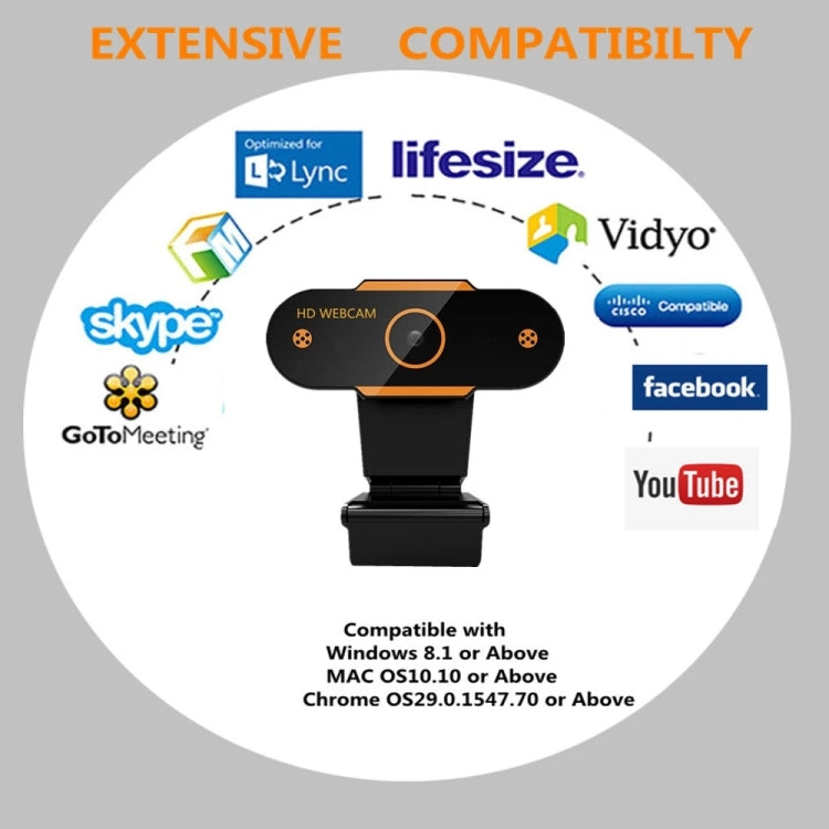 312 1080P HD USB 2.0 PC Desktop Camera Webcam with Mic, Cable Length: about 1.3m, Regular, with Tripod, Anti-peep