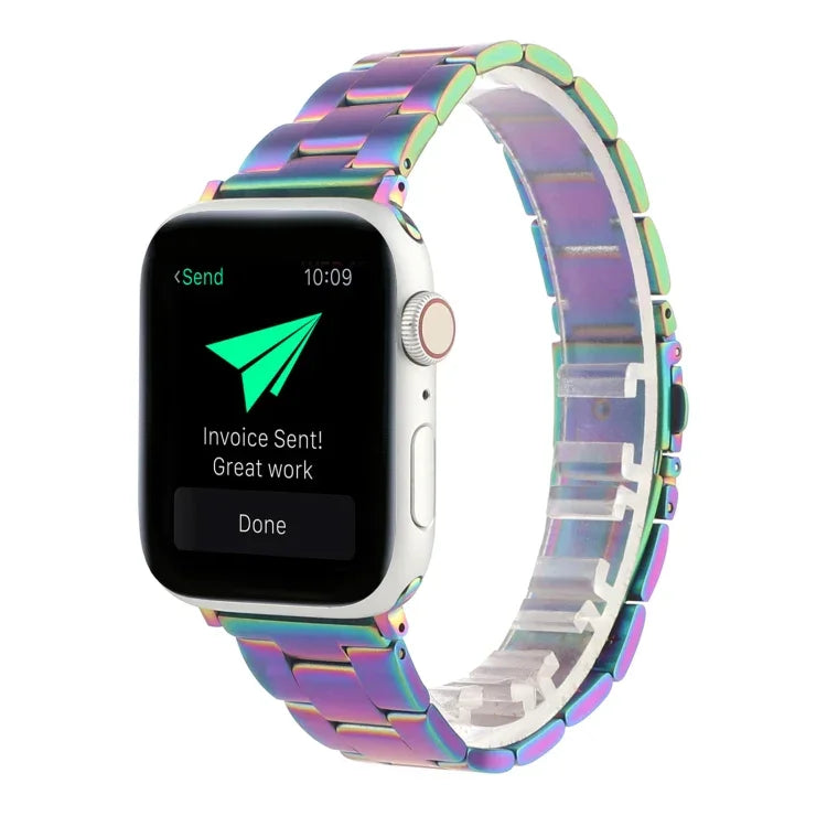 Stainless Steel Three Beads Hand Detachable Xiaoman Waist Strap Wristband, For Series 7 45mm / 6 & SE & 5 & 4 44mm / 3 & 2 & 1 42mm, For Series 7 41mm / 6 & SE & 5 & 4 40mm / 3 & 2 & 1 38mm