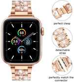 Three Stainless Steel Straps with Rhinestones, For Series 7 41mm / 6 & SE & 5 & 4 40mm / 3 & 2 & 1 38mm, For Series 7 45mm / 6 & SE & 5 & 4 44mm / 3 & 2 & 1 42mm