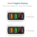 F002C QC3.0 USB + USB 2.0 Fast Charger with LED Digital Display for Mobile Phones and Tablets, EU Plug, EU Plug