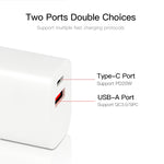 CS-20W Mini Portable PD3.0 + QC3.0 Dual Ports Fast Charger with 3A USB to 8 Pin Data Cable, Charger + USB to 8 Pin Cable
