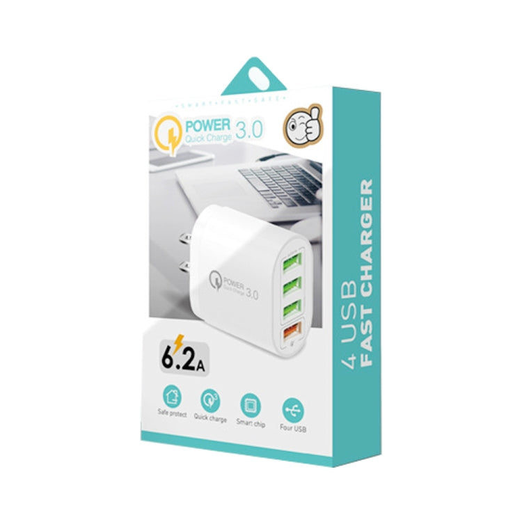 QC-04 QC3.0 + 3 x USB 2.0 Multi-ports Charger for Mobile Phone Tablet, US Plug, US Plug