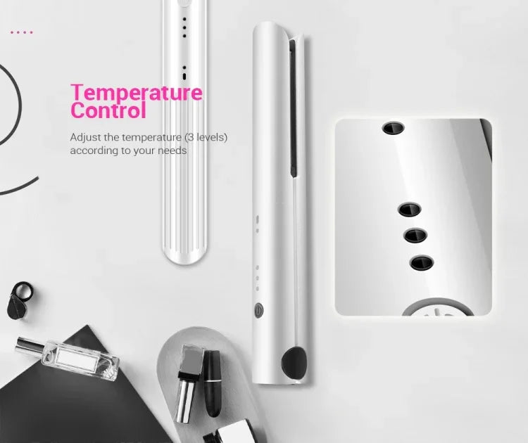 K-SKIN Portable Rechargeable Hair Straightener Curler Ceramic Iron Styling Tool Cordless Adjustable Temperature Fast Heat