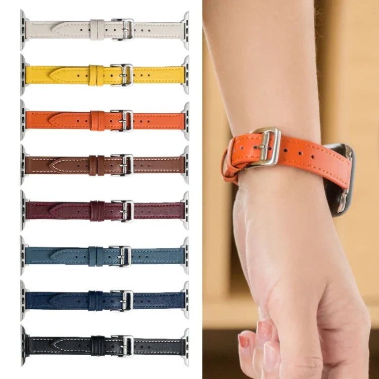 Microfiber Leather Pin Buckle Watch Strap For Apple Watch Series, 7 41mm / 6&SE&5&4 40mm / 3&2&1 38mm, 7 45mm / 6&SE&5&4 44mm / 3&2&1 42mm