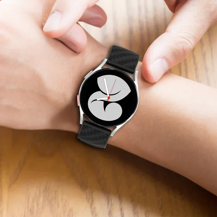 20mm Carbon Fiber Striped Silicone Strap, For Samsung Galaxy Watch Active 40mm, For Samsung Galaxy Watch 42mm, For Samsung Gear Sport, For Samsung Gear S2 Classic
