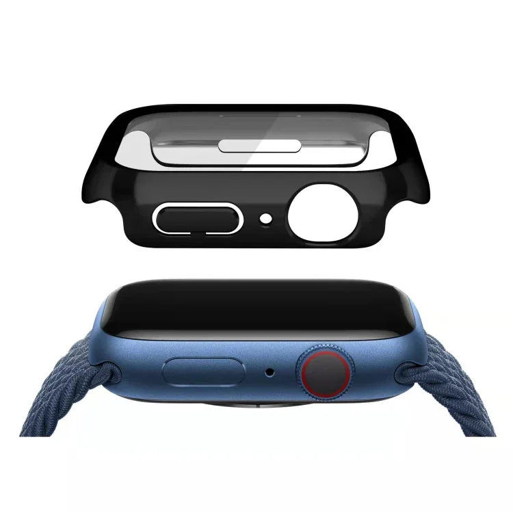 Electroplating Monochrome PC+Tempered Film Watch Case, For Apple Watch Series 9 / 8 / 7 45mm, For Apple Watch Series 8 / 7 45mm, For Apple Watch Series 6/5/4/SE 44mm, For Apple Watch Series 3/2/1 42mm, For Apple Watch Series 9 / 8 / 7 41mm             ...