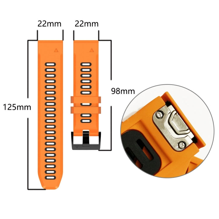 22mm Silicone Sports Two-Color Watch Band, For Garmin Fenix 5 Plus