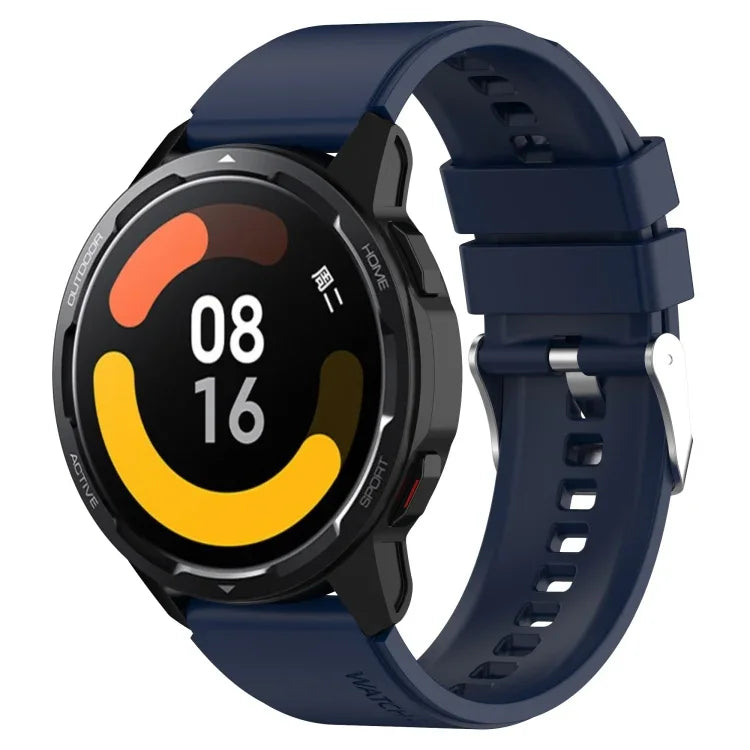 Protruding Head Silicone Strap Silver Buckle, For Samsung Galaxy Watch 46mm 22mm
