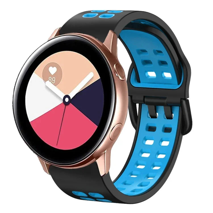 20mm Breathable Two-Color Silicone Watch Band, For Samsung Galaxy Watch 4 Classic 42mm, For Galaxy Watch Active 2